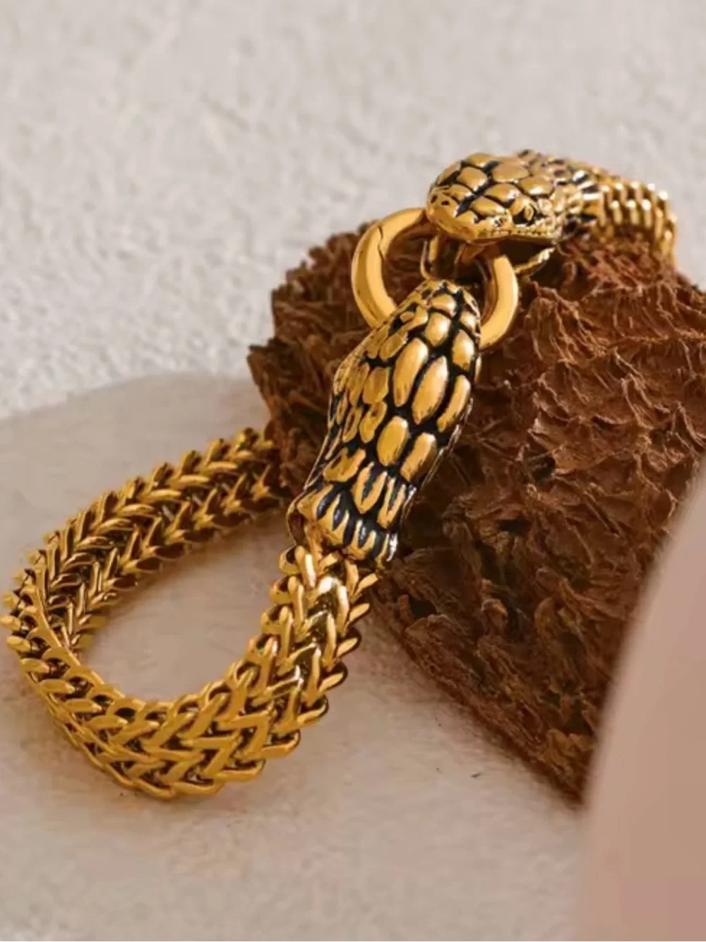 Unisex 18 K gold plated snake head Bracelet